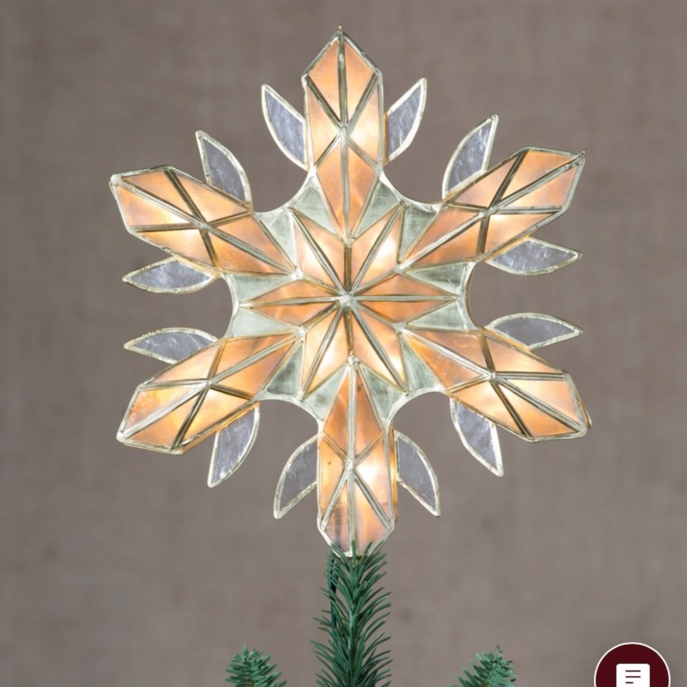 Balsam Hill Capiz Snowflake Lighted  Gold and Silver Tree Topper NIB